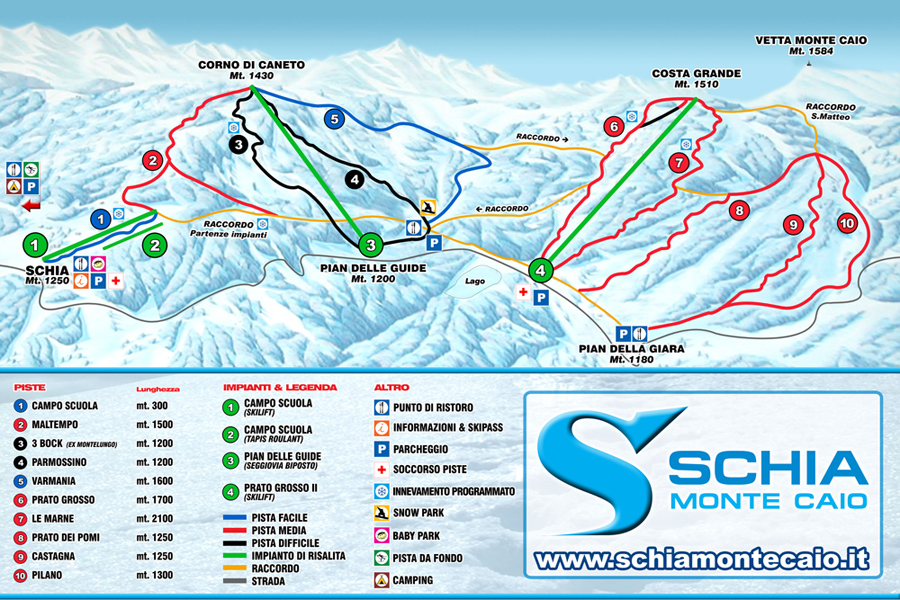 Mappa piste sci Schia Monte Caio